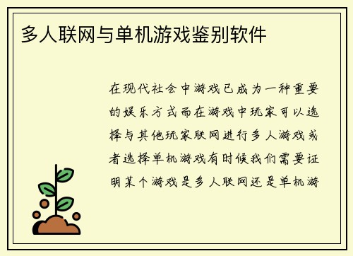 多人联网与单机游戏鉴别软件